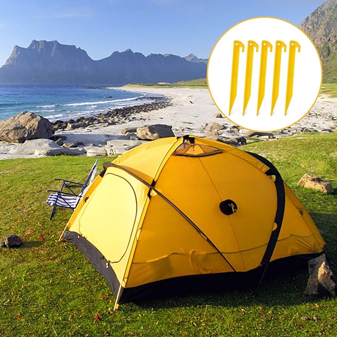 80 PCS Plastic Tent Stakes 9 Inch Heavy Duty Tent Pegs Spike Hook for Camping Outdoor Sand Beach Halloween Christmas Garden Lawn Stakes, Light Safe Tent Stakes Sturdy Canopy Stakes Accessories