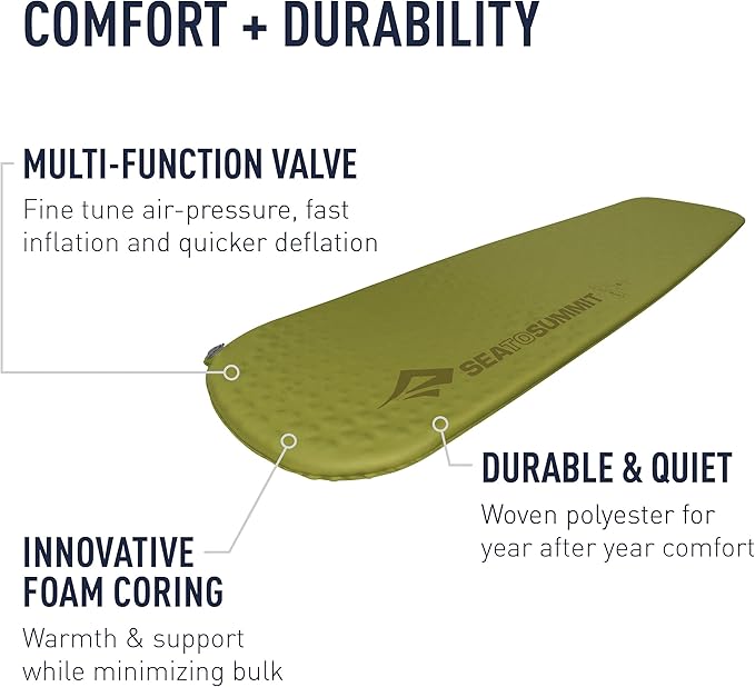 Sea to Summit Camp Self-Inflating Foam Sleeping Mat for Camping and Backpacking, Rectangular - Large (79 x 25 x 1.5 inches)