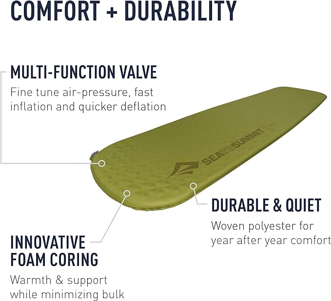 Sea to Summit Camp Self-Inflating Foam Sleeping Mat for Camping and Backpacking, Tapered - Regular (72 x 20 x 1.5 inches)