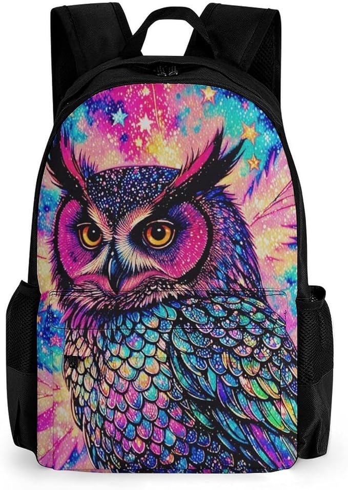 Supdreamc Rucksacks Lightweight Multipurpose Anti-Theft Galaxy Owl Shoulder Bag Big Capacity Laptop Book Bag Rucksack With Padded Straps