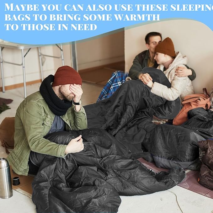 Macarrie 12 Pack Sleeping Bags Set with Compression Sacks, 6 Adult Camping Sleeping Bags and 6 Emergency Survival Sacks for Hiking Outdoor Homeless Shelters Donation Supplies