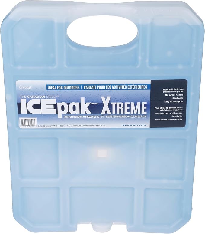 Cryopak ICEpak Extreme Large Hard Shell Reusable Ice Packs for Coolers and Lunch Box Use, Freezer Safe Gel Design, Medical Grade Cooling, Non-Toxic and BPA Free, Essential Travel Accessories