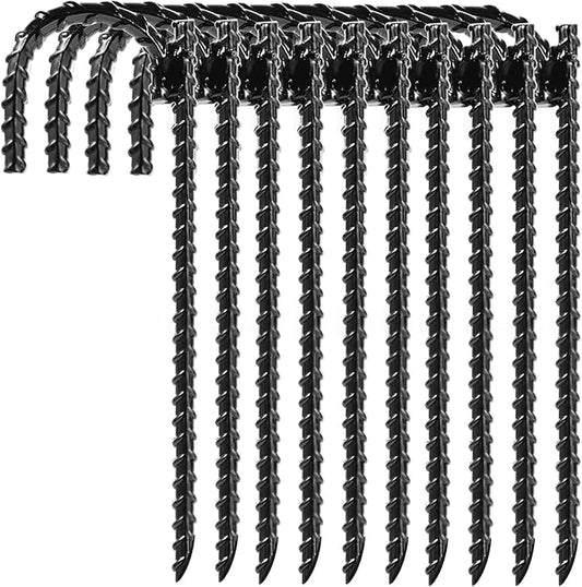 20pcs Threaded Steel bar Stakes/Ground Stakes/Outdoor Fence Ground Stakes.New J Hook Heavy-Duty rebar Metal Stakes ，Proof Coated Steel Ground Stakes with Chisel Point End. (20)