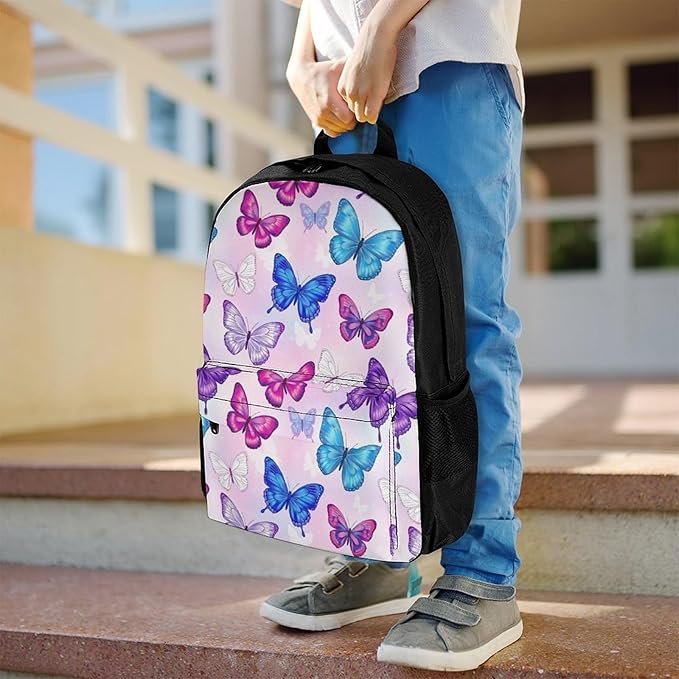 Sturdy College Bookbag Butterfly Travel Hiking and Camping with Large Capacity Backpack for Men Women