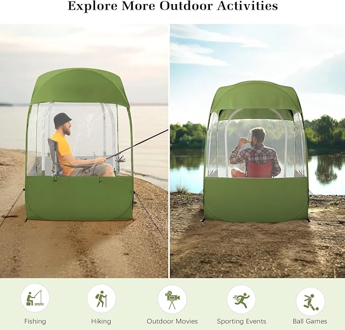 Sports Tent, Portable & Foldable Pop Up Tents Shelter with Carry Bag, Instant Weather Proof Clear View Bubble Tent for Fishing, Camping, Watching Sports Events