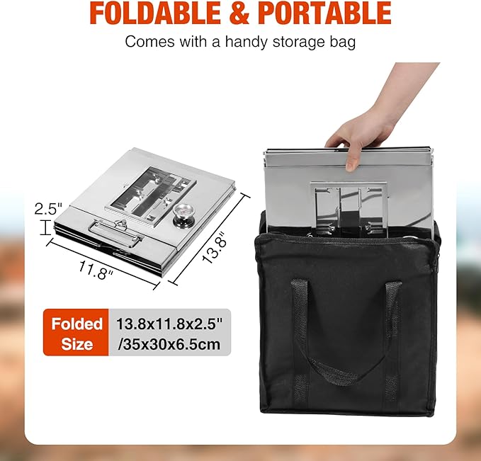 REDCAMP 14"H Foldable Camping Oven with 2 Tier Grill, Stainless Steel Portable Camping Stove for Baking Cinnamon Rolls, Breads and Muffins with Wood Burning Fire,Propane Stoves,Campers,Baking BBQ