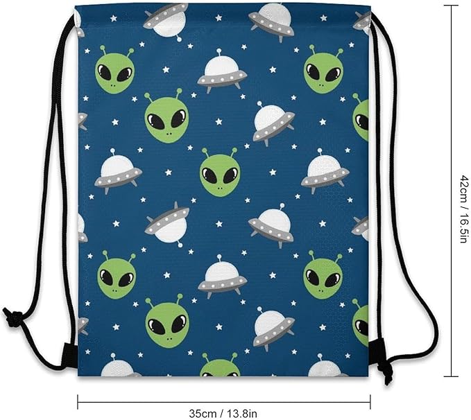 Beam Bag Large Capacity Drawstring Backpack for Volleyball Baseball Sports Workout Gear Travel Men Women, Alien And Ufo Head Bags