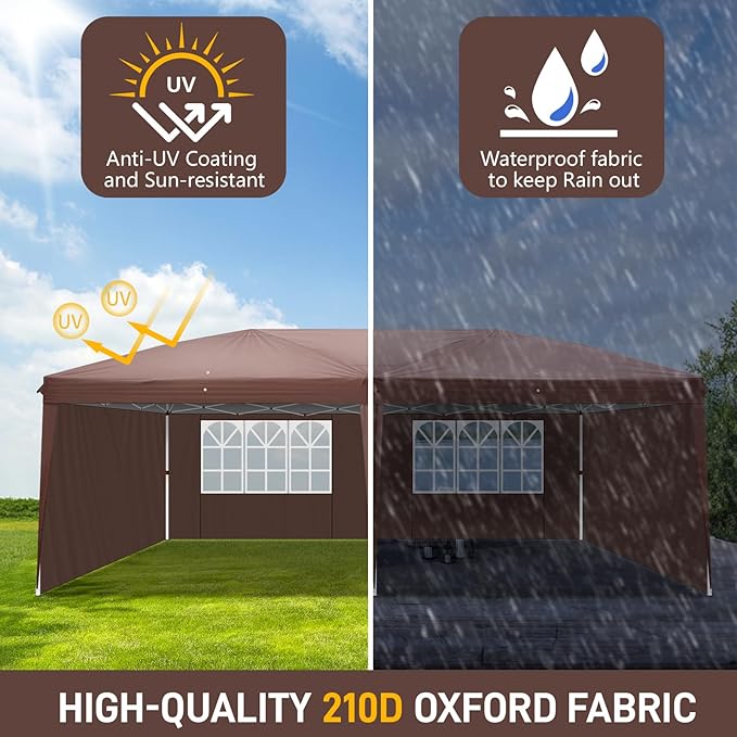 Outvita 10x20ft Ez Pop Up Canopy, Portable Instant Canopy Tent with 4 SideWalls for Outdoor Events, Party, Wedding, Birthday,Graduation