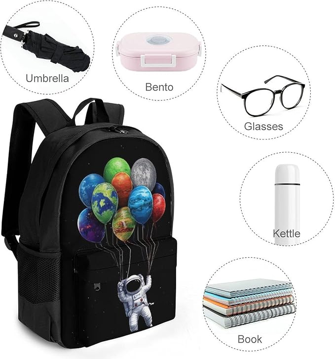 Supdreamc Lightweight Rucksacks for Climbing Outdoors Walking Cycling, Large Capacity Anti-Theft Multipurpose Carry On Bag, Trippy Space Astronaut Planet Art Camping Outdoor Backpack