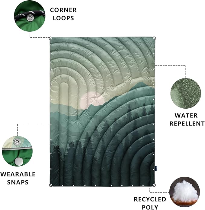 Camping Blanket,Puffy Printed Camping Blanket Lightweight Packable Outdoor Blanket for Camping,Traveling, Stadium, Hiking, Picnics