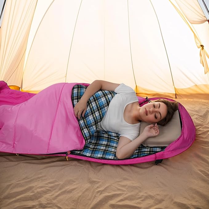 Cotton Flannel Liner Sleeping Bag for Adults Teens Kids, Cold Weather & Warm, 3 Seasons, Lightweight Compact Camping Essentials Equipment, Hiking, Outdoor, Travel