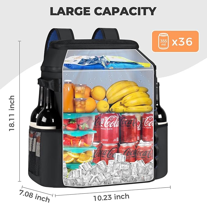 Heytrip Backpack Cooler 36/54 Cans, Insulated Portable Large Leakproof Waterproof Cooler Bag, 20 Hours Cold Retention for Lunch Camping Travel Beach Picnic
