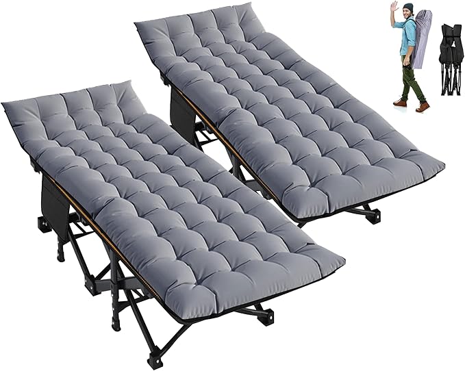 ABORON Camping Cot for Adults, Folding Sleeping Cot with Mattress, 500 lb Capacity Heavy Duty Outdoor Folding Sleeping Bed, Portable Cot Bed for Camping, Indoor Guest Use, Home & Travel