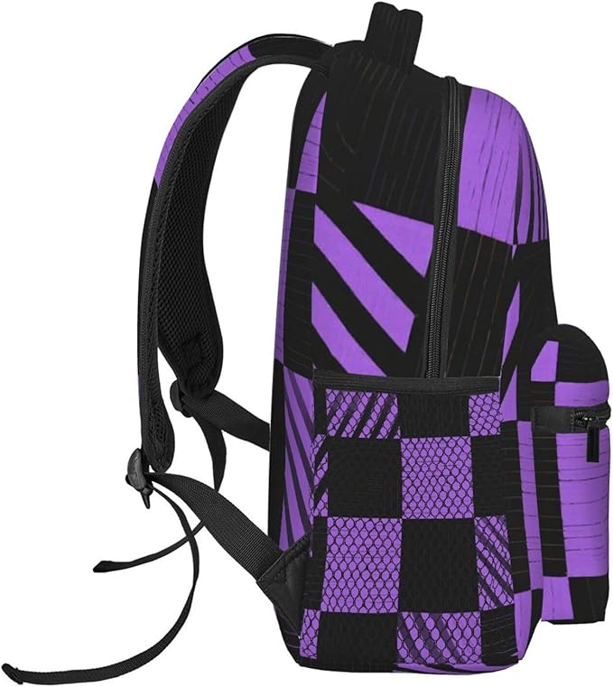 Rucksack Anti-Theft Multipurpose Large Capacity Carry On Bag, Buffalo Plaid Proton Purple Tartan Travel Hiking Bag Day Pack With Side Pockets