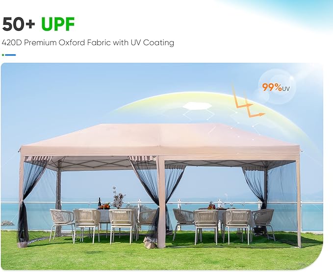 Quictent 10'x20' Pop up Screened Canopy Tent with Mosquito Netting, Portable Easy up Outdoor Screen House Shelter for Patio, Camping and Picnic, Includes Wheeled Carry Bag