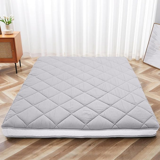 4" Japanese Floor Futon Mattress, Twin Size Foldable Floor Mattress - Memory Foam Sleeping Pad for Adults - Tatami Mat Suitable for Camping & Guest -Diamond Grey