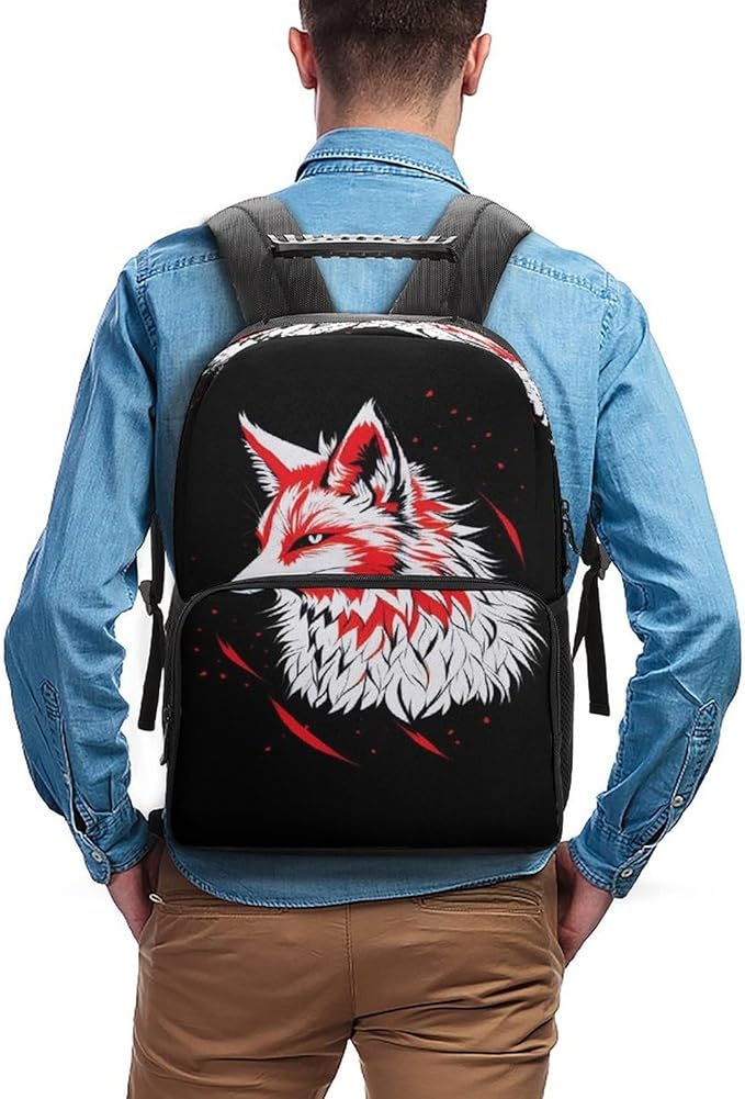 Rucksacks Lightweight Multipurpose Anti-Theft Kitsune Fox Art Shoulder Bag Big Capacity Traveling Camping Backpack With Side Pockets