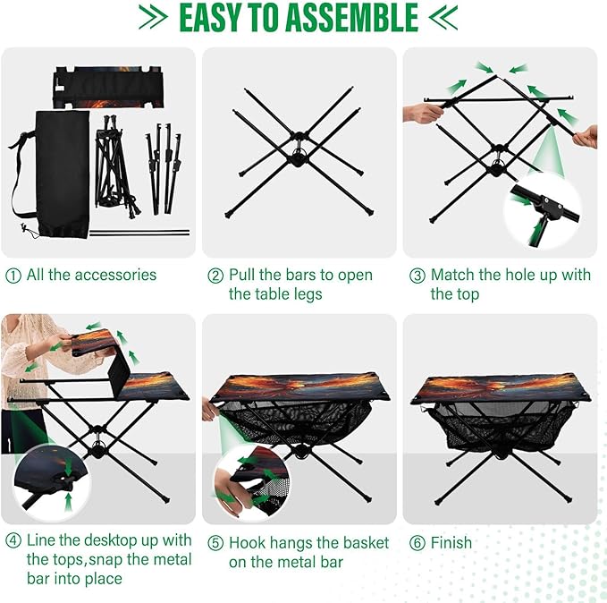 Fire Phoenix Portable Folding Camping Table, Compact Lightweight Beach Table with Carrying Bag for Outdoor Picnics, BBQs, Camp