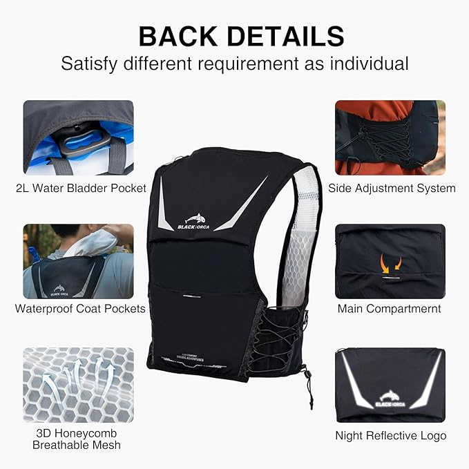 Running Vest for Women Men, Lightweight Hydration Vest with 2L Water Bladder, Hydration Backpack for Marathon, Trail, Cycling, Hiking, Jogging