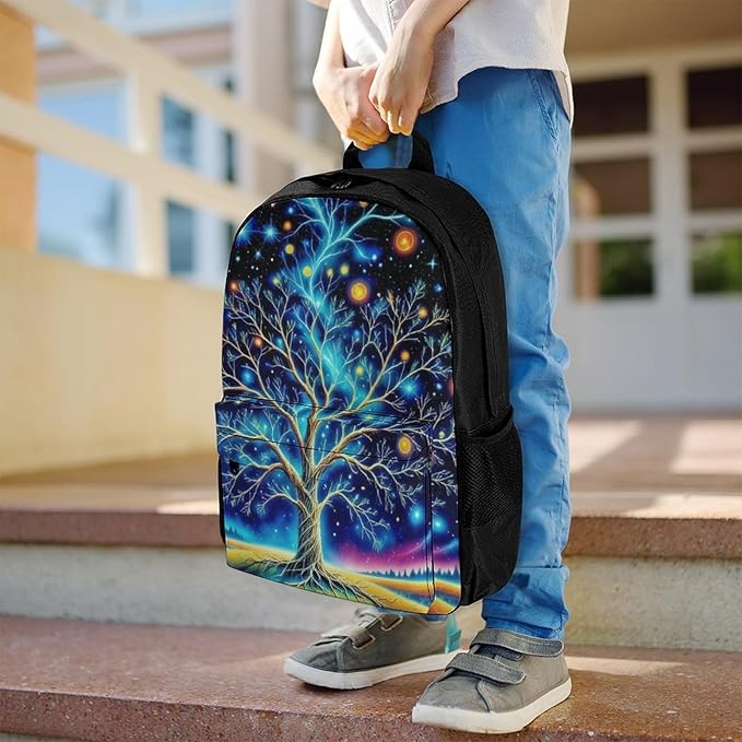 Supdreamc Daypack Backpack Multipurpose Anti-Theft Large Capacity Bookbag, Mystery Tree Of Life Fantasy Planet Art Travel Hiking Camping Rucksack With Adjustable Shoulder Straps