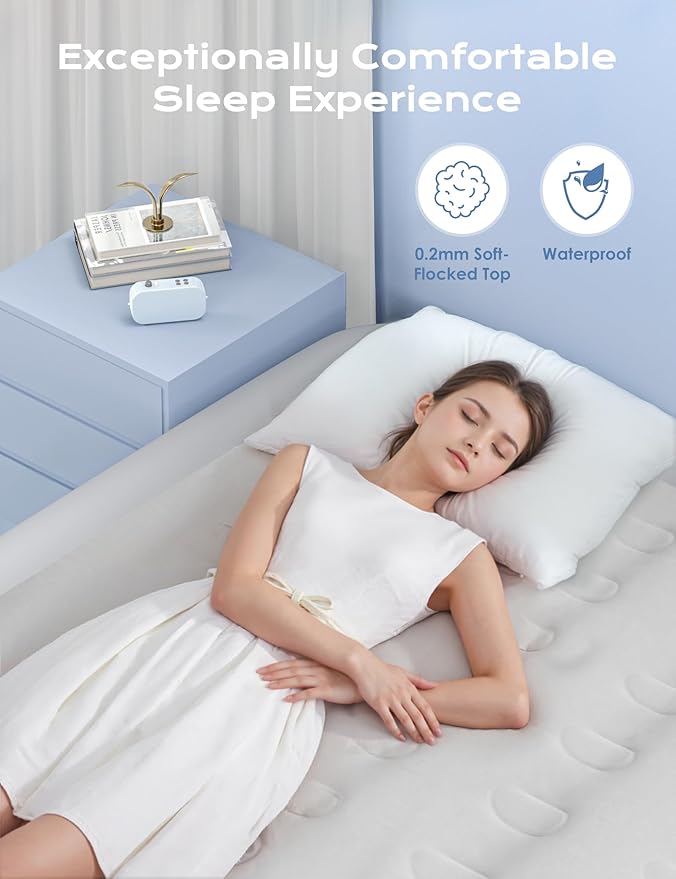 Air Mattress Queen with Built in Pump Raised, 18'' High Inflatable Mattress Electric Blow Up Mattress Fast Blow Up Bed Tall Comfortable Airbed for Camping, Home Guests, Travel w/ Carry Bag 650Lbs Max