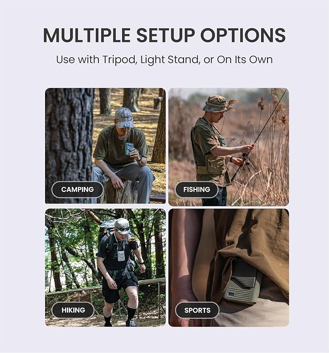 Claymore Clip Fan Khaki – Portable Rechargeable Neck Waist Wearable Fan with 5200mAh Battery, 5-Speed Quiet BLDC Motor, Hands-Free Neck Strap Design, USB-C Charging Camping, Hiking, Outdoor Use