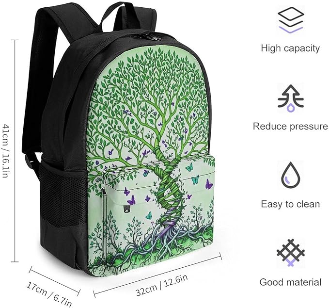 Supdreamc Rucksacks Lightweight Multipurpose Anti-Theft Dna Tree Of Life Art Shoulder Bag Big Capacity Traveling Camping Backpack With Side Pockets