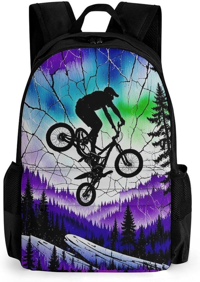 Supdreamc Lightweight Rucksack for Sports Travel Running, Big Capacity Multipurpose Anti-Theft Bookbag, Over The Mountains Motorcycle Motocross Art Travel and Sport Backpack Rucksack