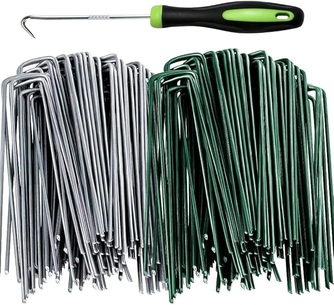 6 inches 50 Packs Galvanized Landscape Staples Garden Stakes,Toylin U-Shaped Tent Stakes, Landscape Staples Ground Stakes for Landscaping Securing Weed Barrier Fabric, Holding Fence