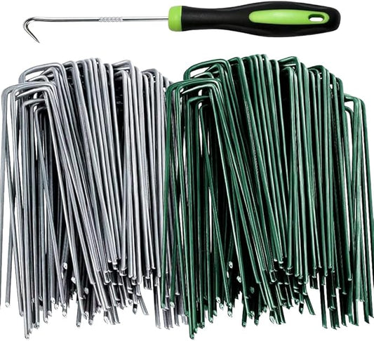 6 inches 50 Packs Galvanized Landscape Staples Garden Stakes,Toylin U-Shaped Tent Stakes, Landscape Staples Ground Stakes for Landscaping Securing Weed Barrier Fabric, Holding Fence