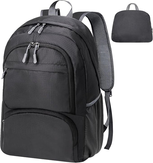 HOLYLUCK 20L Lightweight Packable Hiking Daypack Foldable Backpack for Men Women Small Travel Outdoor Foldable Shoulder Bag-black