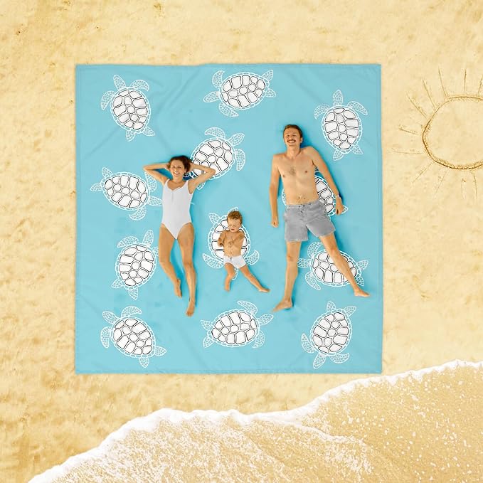 Beach Blanket Sandproof, Baby Sea Turtle Beach Mat Sand Free Waterproof, Large Picnic Blankets Lightweight Quick Drying & Portable, Polyester Outdoor Blanket Seaside Essentials Must Have Accesorries