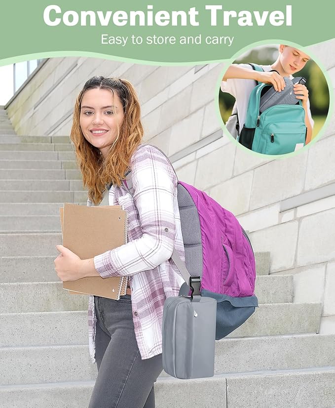 Small Insulated Snack Bag Lunch Bag for Kids Lunch Box, Collapsible [3L/5-Can] Reusable Lunch Bag Cooler Bag for Bottle with Handle Buckle for Work School Travel, Gray