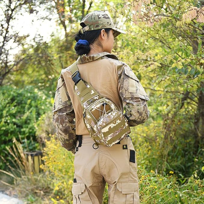 Viriber Tactical Backpack, Waterproof Military Cross-body Molle Sling Shoulder Backpack Chest Bag for Outdoor Every Day Carry Camouflage B