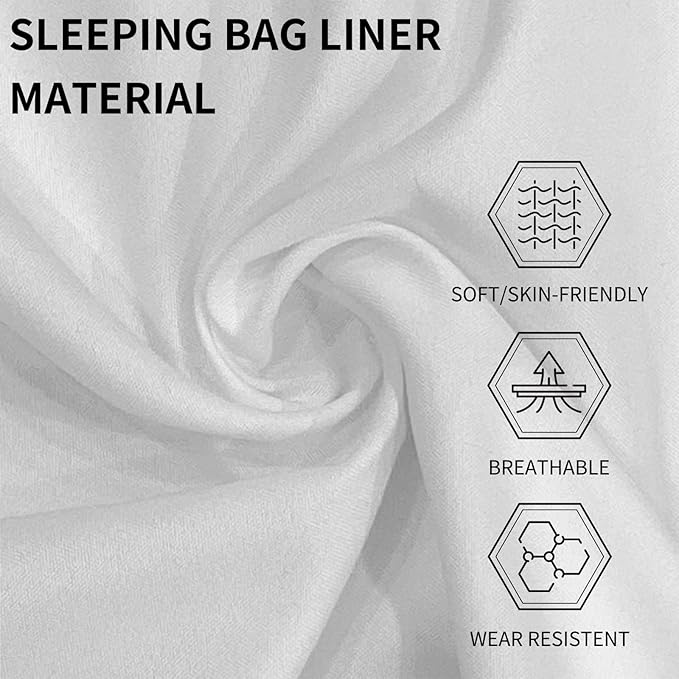 Mountainlodge Sleeping Bag Liner for Warm Weather Seasons with Carry Bag - Protable,Lightweight and Skin-Friendly Sleeping Bag for Camping,Hiking and Backpacking.