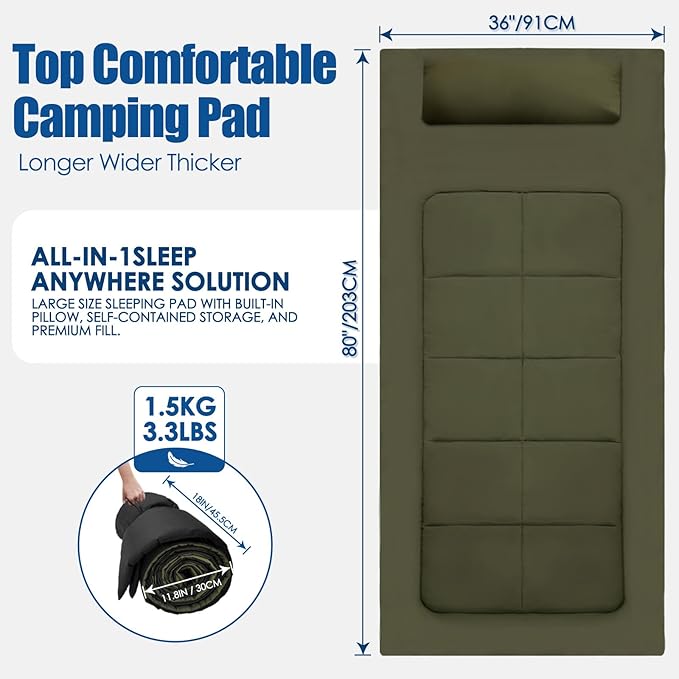 Camping Mattress Portable 80" x36" Floor Cushion Foldable Cot Pad Easy to Store Sleeping Camp Pad Only, for Tent Cot Guest Outdoor Indoor