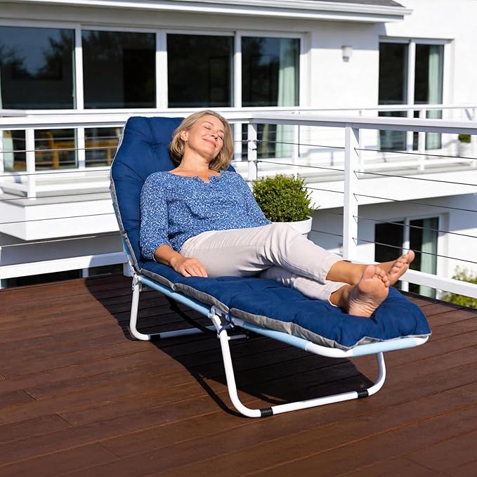 ABORON Folding Camping Cot with Mat & Face/Arm Hole for Adults, Portable Sleeping Bed for Outdoor, Camping, and Travel, Comfortable & Easy to Set Up