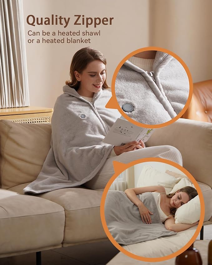 Heated Blanket Battery Operated,with Battery Pack,Cordless USB Heated Shawl,Outdoor Portable Electric Blanket,USB Heated Throw 3 Heating Levels,Softnees Heating Blanket for neeck and Shoulder