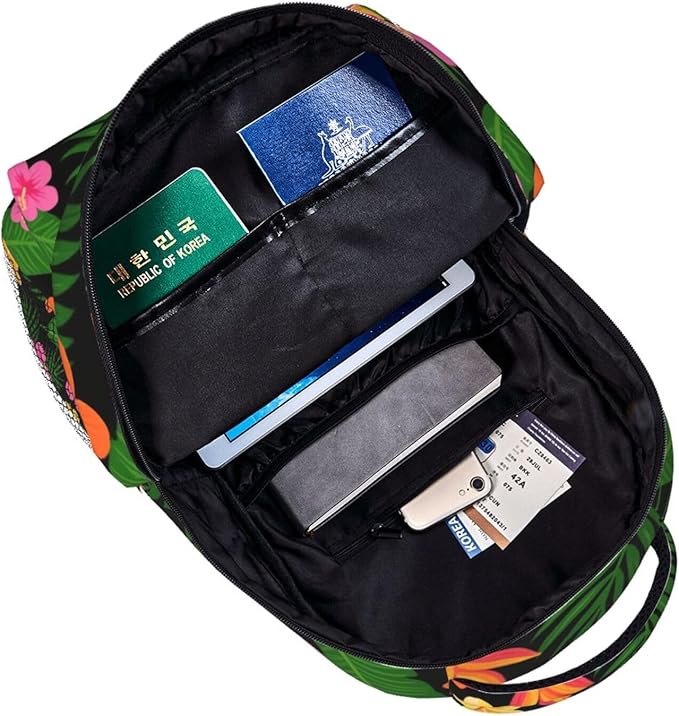 Women Men Polyester Hawaiian Colorful Flower Casual Daypack Large Capacity Bookbag With Side Pockets for Sports Picnic Walking Cycling