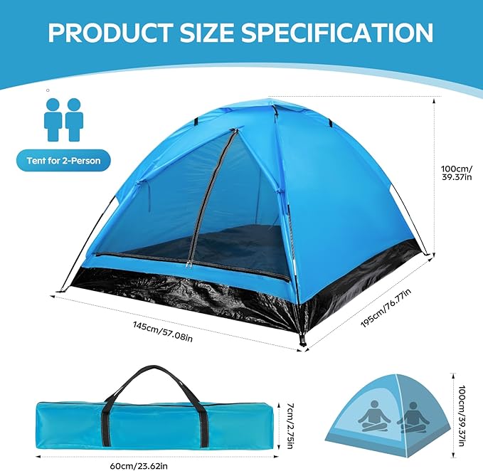 1-2 one Person Two Persons Small Camping Tents for Hiking with rainfly, Esay Set up Dome Tent with Carrying Bag,Basic Portable Camping Small Tents for Backpacking