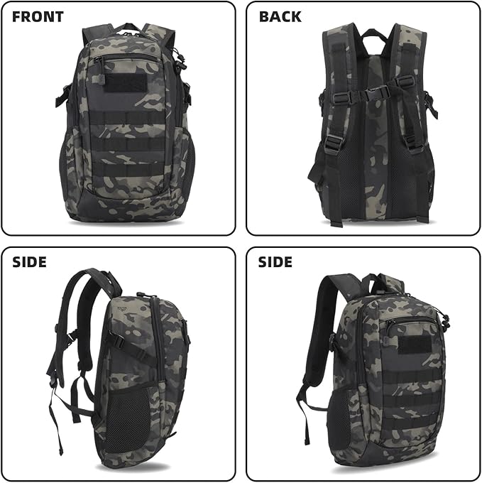 HUNTVP 20L Tactical Backpack Military MOLLE Backpack Daypack Rucksack Gear Tactical Assault Pack Bag for Hunting Camping Trekking (20L-Camo)