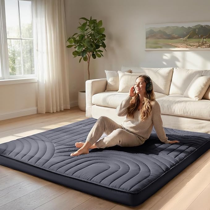 ZonLi Japanese Floor Mattress Futon Mattress, 2.5'' Thick Tatami Mat Foldable Mattress, Full Size 80''x54'' Japanese Bed Sleeping Pad for Adults, Bedroom Dorm Camping