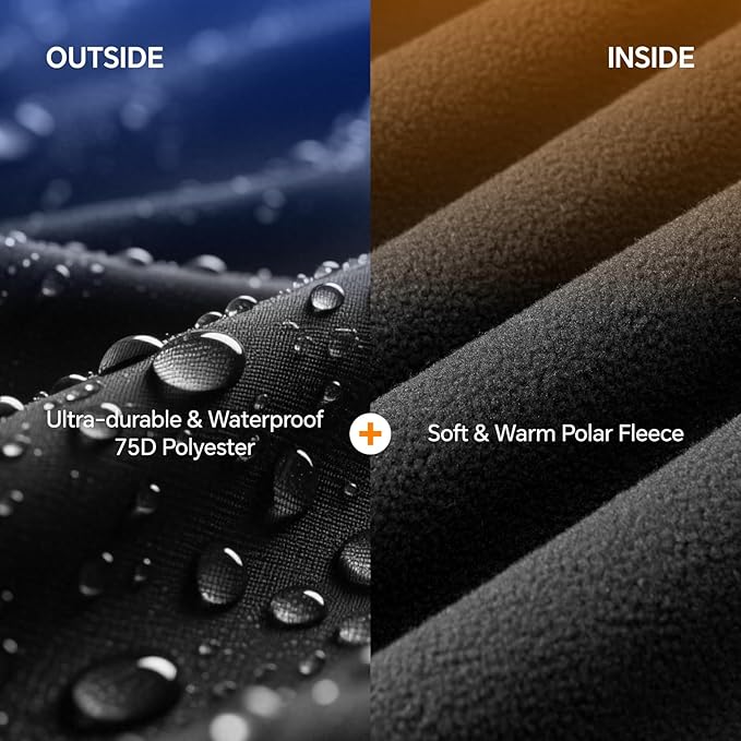 BEDELITE Large Waterproof Camping Blanket, Lightweight for Cold Weather, Foldable Fleece Stadium Blanket for Outdoor Sports, Windproof, Wearable, Machine Washable, 55" x 80",Black