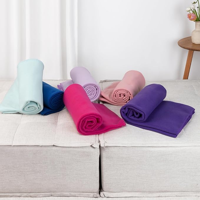 CAI TENG Fleece Throw Blanket Blankets Bulk 6 Pack Soft Lightweight for Kids Cozy Polar Fleece 50 x 60 Solid Pet-Friendly Colorful Bed Sofa Couch Fleece Fabric Travel Wedding Gift Outdoor Multicolor