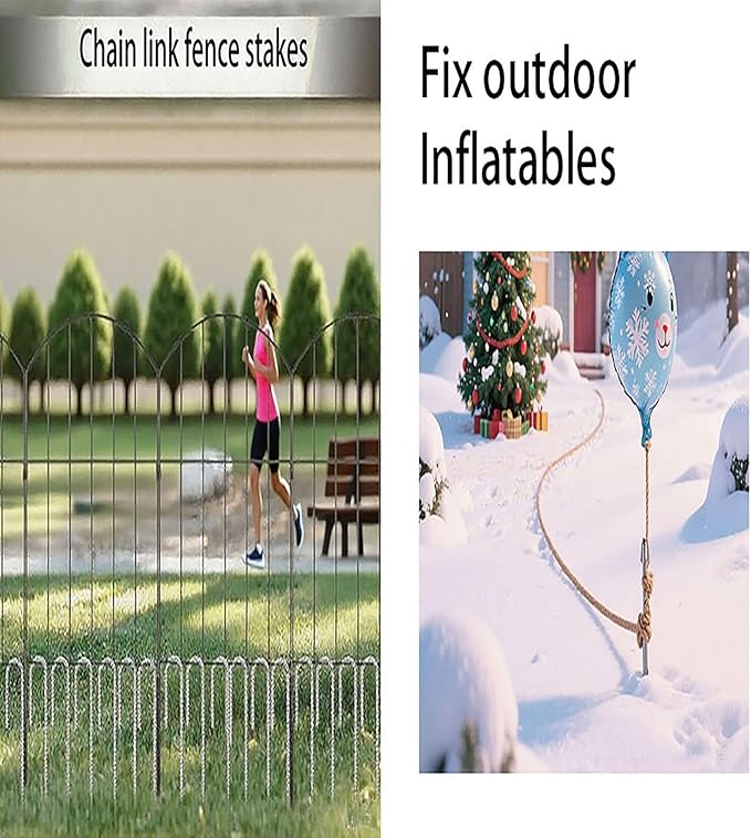 RM1009 12 inch J Shaped 10-Pack Fence Stakes Heavy Duty Rebar Ground Stakes Anchor Tent Metal Stakes for Outdoor Canopy Decorations Inflatables (J-Shape-Silvery, J-12 * 5/16"-16PACK)