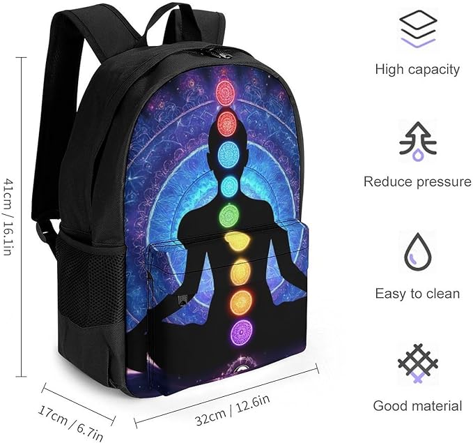 Lightweight Rucksacks for Climbing Outdoors Walking Cycling, Large Capacity Anti-Theft Multipurpose Carry On Bag, Nine Chakra Yoga Meditation Lotus Blue Mandala Camping Outdoor Backpack