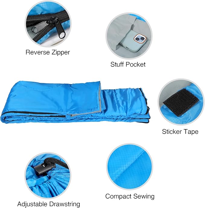 REDCAMP Ultra Lightweight Sleeping Bag for Backpacking, Hiking, Comfort for Adults Warm Weather, with Compression Sack