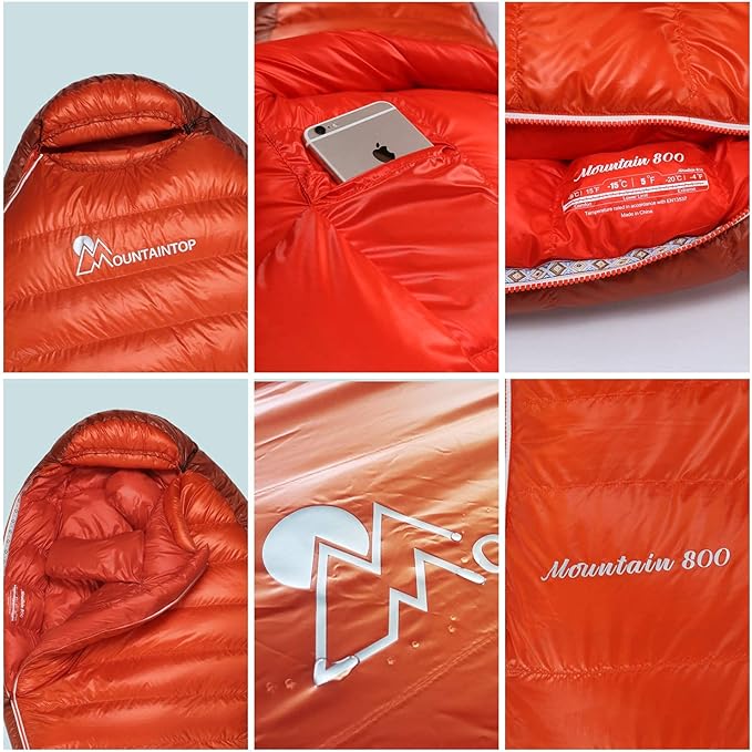 Mountaintop Down Sleeping Bag, 15F 650 Fill Power - Ultralight Compact Portable Hiking Camping Sleeping Bag with Compression Sack for Adults, Teens