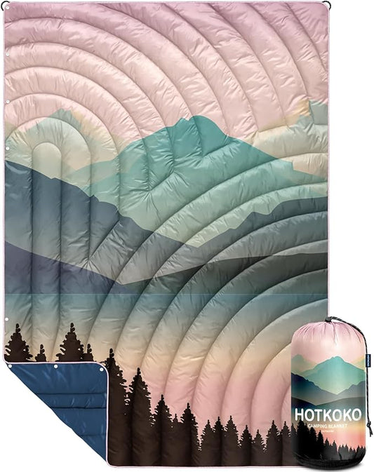 Mini Camping Blanket,Lightweight Down Alternative Puffy Blanket Packable Outdoor Blanket for Camping,Traveling, Stadium, Hiking, Picnics