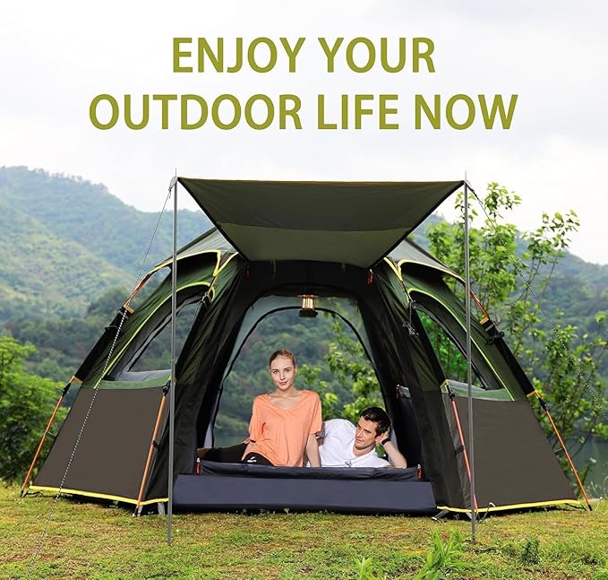 Camping Tent with Instant Setup, 2/3 Person Weatherproof Easy Quick Set Up in 60 Seconds with Rainfly Backpack Tent for Family Camping & Hiking, Upgraded Ventilation,Center Height 66-inch